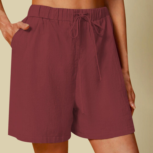 Women's Bermuda Shorts Knee-Length Elastic Waist Drawstring 1