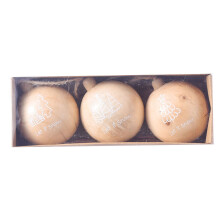 Wooden Christmas Ball Ornaments Set of 3 2.36 Inch