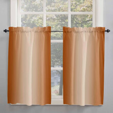 Burnt Orange Ombre Curtains 52x63 Rod Pocket Farmhouse