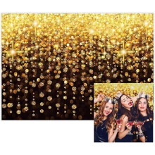 (As show, One size) Fondo para fotomatón de tela negra y dorada de 2,1 x 1,5 m (7 x 5 pies) - Decoración perfecta para fiestas