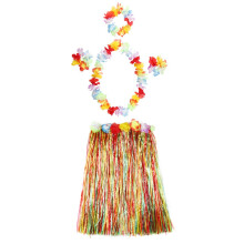 Hawaiian Hula Costume Set with Grass Skirt and Flower