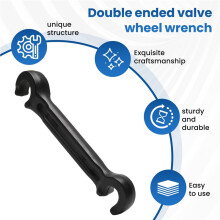 Double Ended Valve Wheel Wrench Cast Steel Hand Valve Wheels Wrench 8In Valve Opening Closing Tool (1/2In and 21/32In)