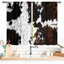 Cow Print Curtains Rustic Brown 2 Panel 55x39 inch