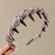 Retro High Headband with Teeth Comb Matte Pearl Ribbon