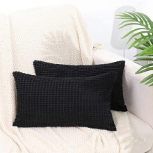 (As show, One size) Housses de coussin décoratives 30 x 50 cm, lot de 2, en velours côtelé doux, pour coussin lombaire,