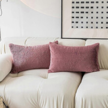 (As show, One size) Housse de coussin lombaire 30 x 50 cm, imitation peau de mouton rose, lot de 2, rose.
