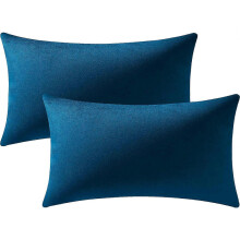 (As show, One size) Housses de coussin décoratives bleu nuit - Lot de 2, 30 x 50 cm, en velours doux et confortable, rectangulaires,