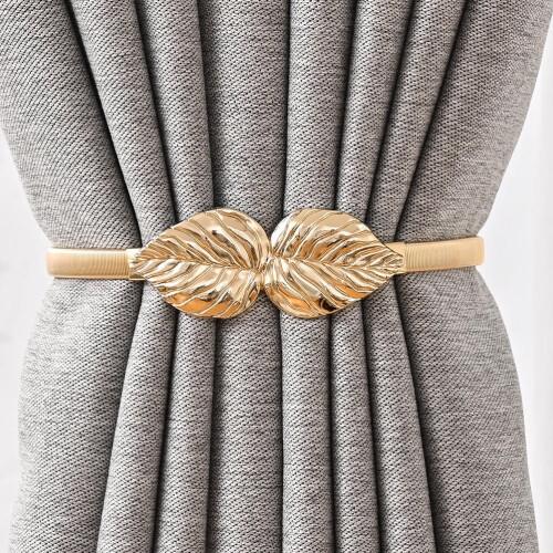 Golden Alloy Leaf Curtain Tiebacks 2-Pack