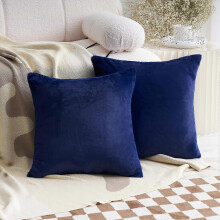 (As show, One size) Housses de coussin décoratives 45 x 45 cm, bleu marine, en imitation peau de mouton douce, lot de 2,
