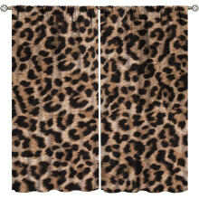 Leopard Print Curtains Brown Animal Texture 52x63 Inch 2
