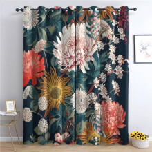 Boho Floral Blackout Curtains Grommet 2 Panels 42x96 Inch