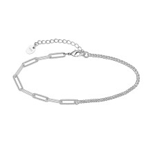 925 Sterling Silver Paperclip Anklet Women Adjustable