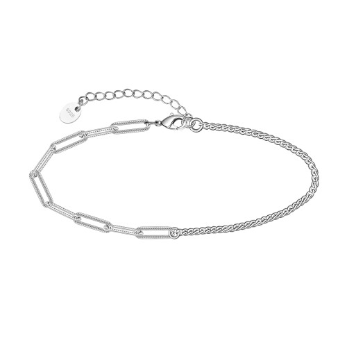 925 Sterling Silver Paperclip Anklet Women Adjustable