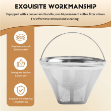 Stainless Steel Coffee Filter, Suitable for Coffee Filter Replacement, 4 Cone Permanent Coffee Filter 2Pcs