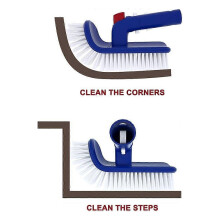(As show, One size) Brosse de nettoyage pour marches et coins de piscine, brosse à récurer avec manche pivotant à 180 degrés