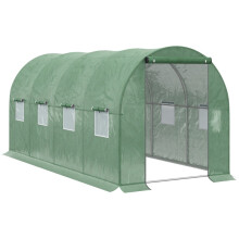 Walk-in Polytunnel Greenhouse, Outdoor Garden Tunnel Greenhouse Tent with Zipped Roll-Up Door and 8 Mesh Windows, 4 x 2M