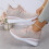 Willtoo Women's Glitter Rhinestone Wedge Sneakers Pink 1