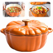 Yepolerce Halloween Pumpkin Dutch Oven Pot with Lid 1.6 Qt