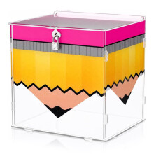Lockable Acrylic Treasure Chest Prize Box, Teacher Reward Storage Container for Classroom Prizes Home Space Decor