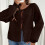 French Premium Wool Knit Cardigan Long Sleeve Open Front 8