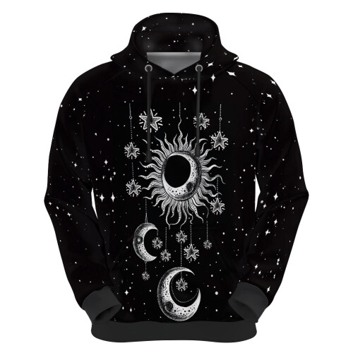 Galaxy Moon Hoodie for Women Long Sleeve Pullover with 1