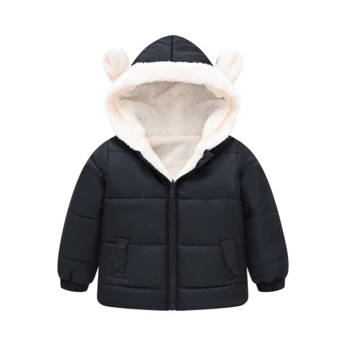 Kids Hooded Puffer Jacket Black Size 130 2