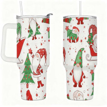 Christmas Gnome Tumbler with Lid and Straw