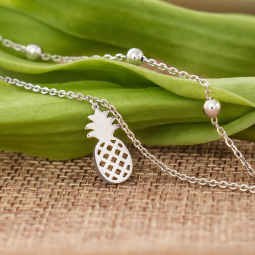 Pineapple Anklet 925 Sterling Silver Adjustable 11 Inches 2