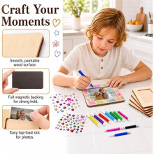 36PCS Magnetic Wooden Picture Frames 3.75"X2.55", DIY Unfinished Wood Photo Frame Kit, Paintable Fridge Magnets
