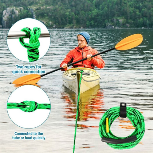 Båtsläprep 60ft 3K 18.3  Släprep 60ft 3K 18.3 Meter Dragrep för Wakeboard Paddle Board Kajak E