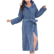 Women's Fleece Bathrobe Blue One Size