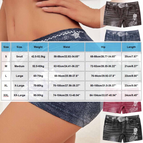 Women's Faux Denim Shorts Stretchy Butt-Lifting Plus Size 1