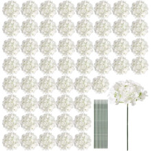 64Pcs Hydrangea Artificial Flowers Bulk, Silk White Hydrangeas, for Wedding Centerpieces, Home, Garden, Party Decoration