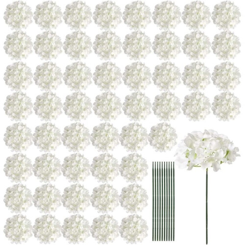 64Pcs Hydrangea Artificial Flowers Bulk, Silk White Hydrangeas, for Wedding Centerpieces, Home, Garden, Party Decoration