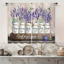 Purple Lavender Kitchen Curtain Farmhouse Vintage 27.5x39