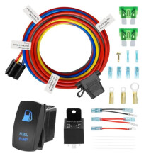 12V Electric Fuel Pump Waterproof Relay Kit Wiring Harness Kit 60 Amp with Fuel Pump Rocker Switches Jumper Wires Set