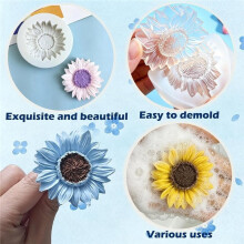 10 Pack Sun Flower Silicone Mold ,Candlewick Soap Flowers Mold for DIY Tealight Candles Soaps Wax Epoxy Resin Concrete