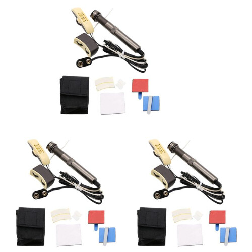 3X Akustisk Gitarr Pickup A-202 Gitarr Equalizer Piezo Pickup FöRstäRkare med 6,35 mm Uttag (med Mikrofon)