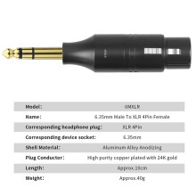 Adattatore Audio 6MXLR da Maschio 6.35mm A Femmina XLR 4 PIN per Chitarra Elettrica per LCD-4 / Console di Missaggio / Amplificatore di Potenza