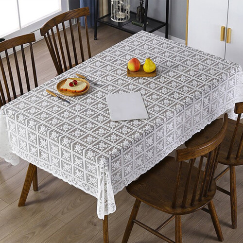 White Lace Tablecloth Vintage Style 55x55 in