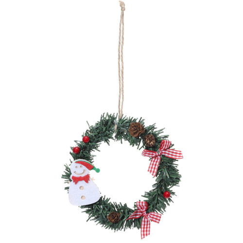 Mini Christmas Wreath Ornament Artificial Pinecone with Red