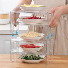 2‑Pack Transparent Refrigerator Storage Organizer, Stackable Kitchen Counter Shelf Rack for Food Spice Bottle Storage