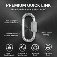 M8 Quick , 20 Pack Chain Connectors, 3" Heavy Duty Chain Hooks, 1500 LBS Capacity for Backpack, Shade Sail, Hammock