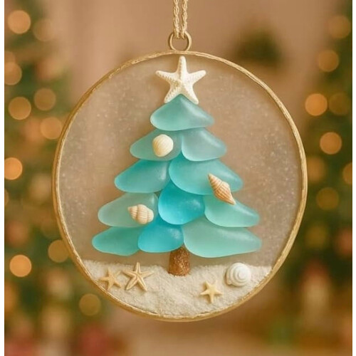 Sea Glass Christmas Tree Ornaments with Pendants