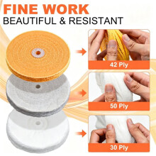 8 Pack 6 Inch Polishing Wheel for Bench Grinder, 1/2" Arbor, Cotton & Flannel Buffing Wheels with 3 Polishing Compounds