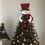 Plush Snowman Tree Topper with Plaid Hat and Scarf 3