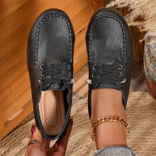 Willtoo Women's Leather Flat Shoes Round Toe Handmade