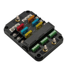 Caixa de Fusíveis de Seguro para Iate RV com Luzes Indicadoras Vermelha e Azul, Caixa de Fusíveis Elétrica Multi-Posição para Carro