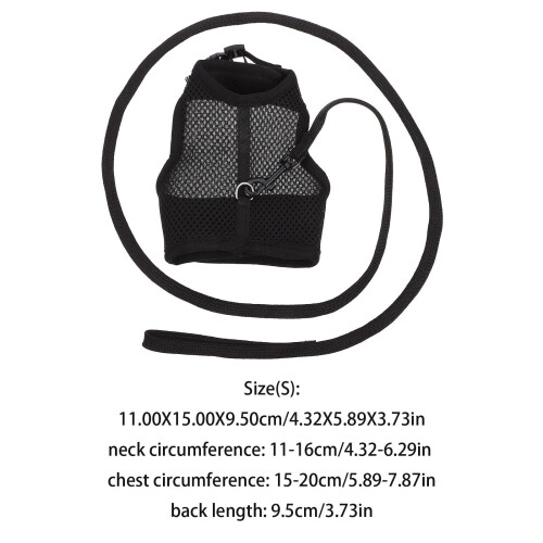 Bunny Harness Breathable Mesh Black Lightweight Small Pet 1