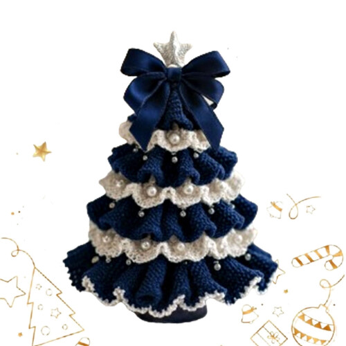Crochet Kit Christmas Tree Decoration with Bow Pearl